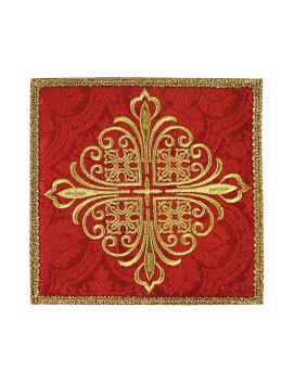 Chalice pall embroidered red cross - jacquard fabric