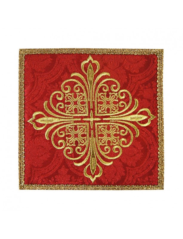 Chalice pall embroidered red cross - jacquard fabric