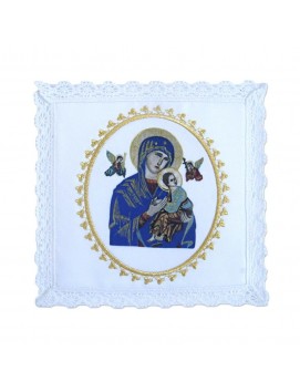 Juego de lino para cáliz bordado - Nuestra Señora del Perpetuo Socorro