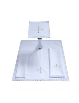 Chalice linen set embroidered white Cross (20)