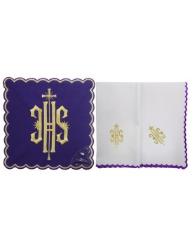Embroidered chalice linen set - purple