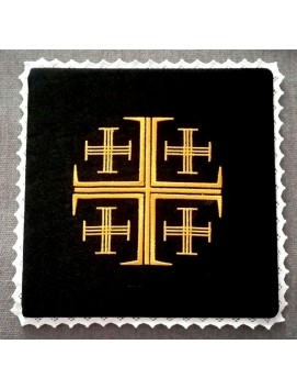 Chalice pall black Jerusalem Cross