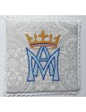 Marian chalice pall - white and silver