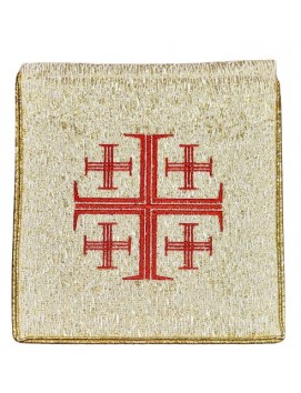 Embroidered burse for the sick, Jerusalem cross pattern