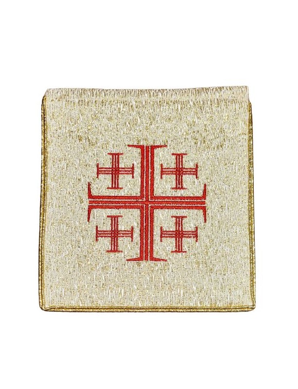 Embroidered burse for the sick, Jerusalem cross pattern (38)