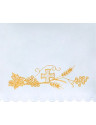Embroidered Altar Cloth with Gold Cross, Wheat, and Grapes