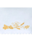 Embroidered Altar Cloth with Gold Cross, Wheat, and Grapes