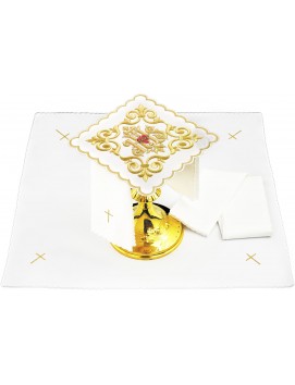 Chalice linen set IHS + Heart - embroidery