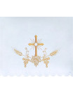 Altar cloths with a gold cross, wheat and grapes