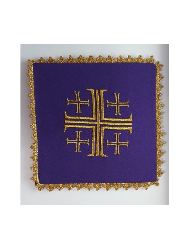 Conjunto de lino para cáliz morado - Cruz de Jerusalén