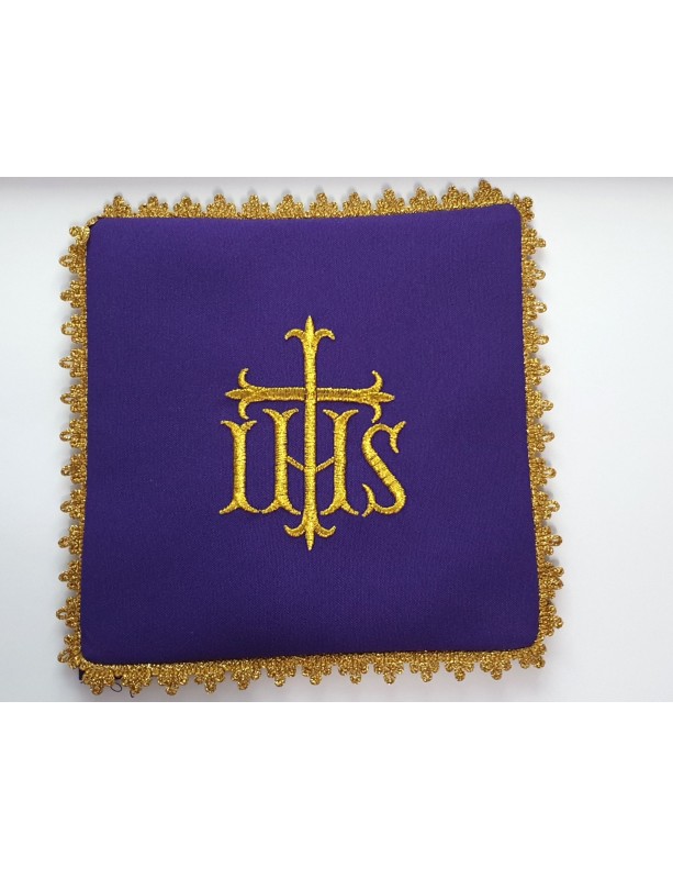 IHS embroidered chalice pall - purple