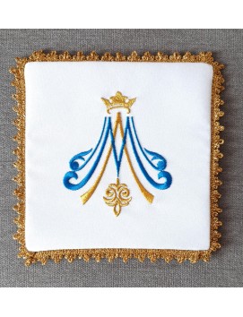 Embroidered chalice pall M Marian pattern