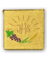 Gold Embroidered JHS Sick Call Burse with Grapes and Wheat Design for Eucharistic Ministry