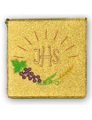 Gold Embroidered 'JHS' Sick Call Burse with Grapes and Wheat Design for Eucharistic Ministry