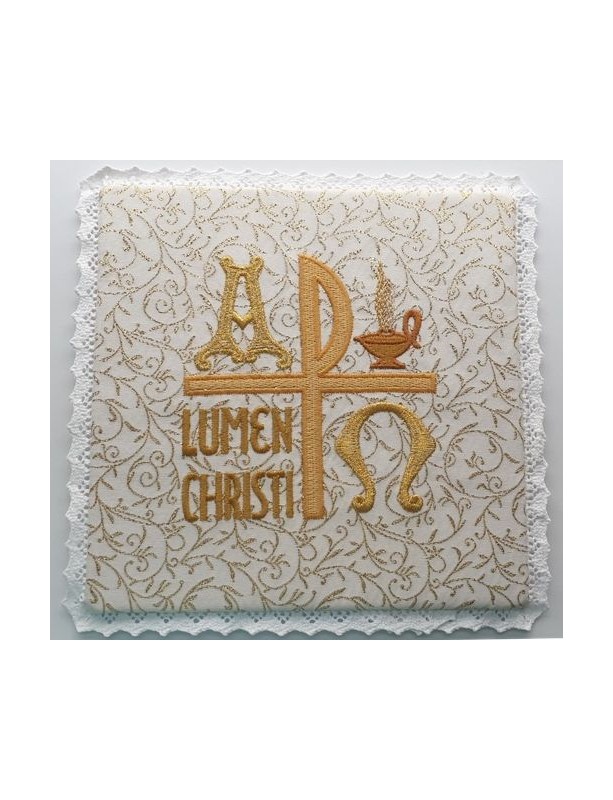 Palla da calice, écru, motivi dorati - Lumen Christi
