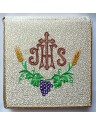 Embroidered sick burse, ecru IHS