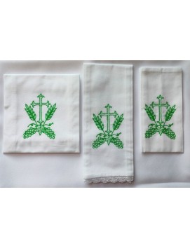 Chalice linen set cross green