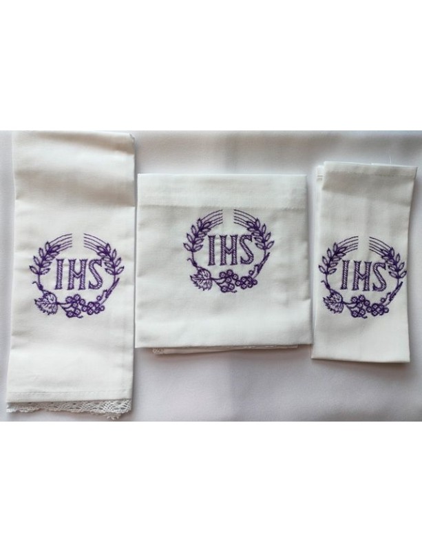 Chalice linen set IHS purple