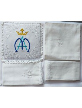 Conjunto de lino para cáliz mariano