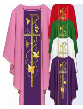 Catholic Liturgical Chasubles with Cross and Grape Vine Embroidery