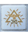 Chalice pall embroidered ecru IHS, Holy Spirit (3)