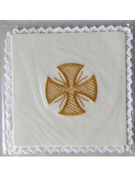 Chalice pall embroidered ecru - Cross