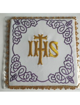 Pale brodé IHS + ornement violet