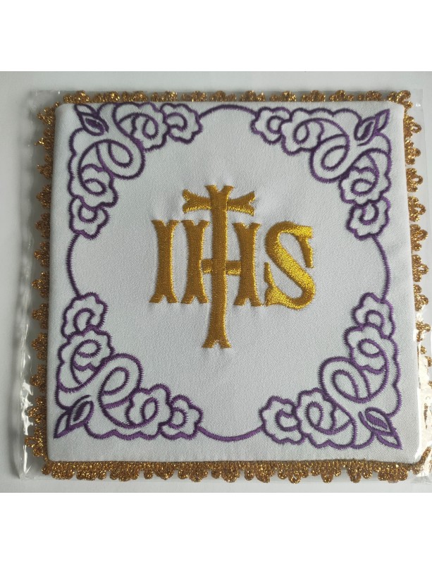 Palka kielichowa haftowana IHS + fioletowy ornament