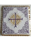 Embroidered chalice pall IHS + purple ornament (22)