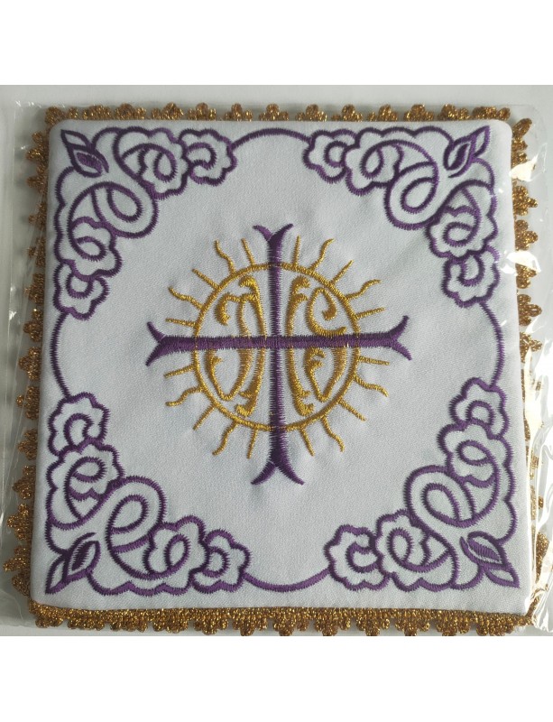 Palka kielichowa haftowana IHS + fioletowy ornament