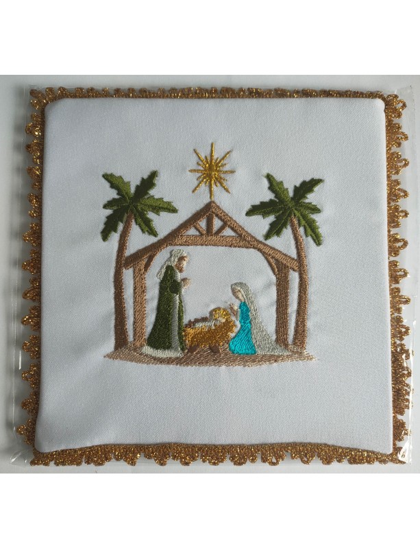 Chalice pall embroidered Christmas symbol - Holy Family (37).
