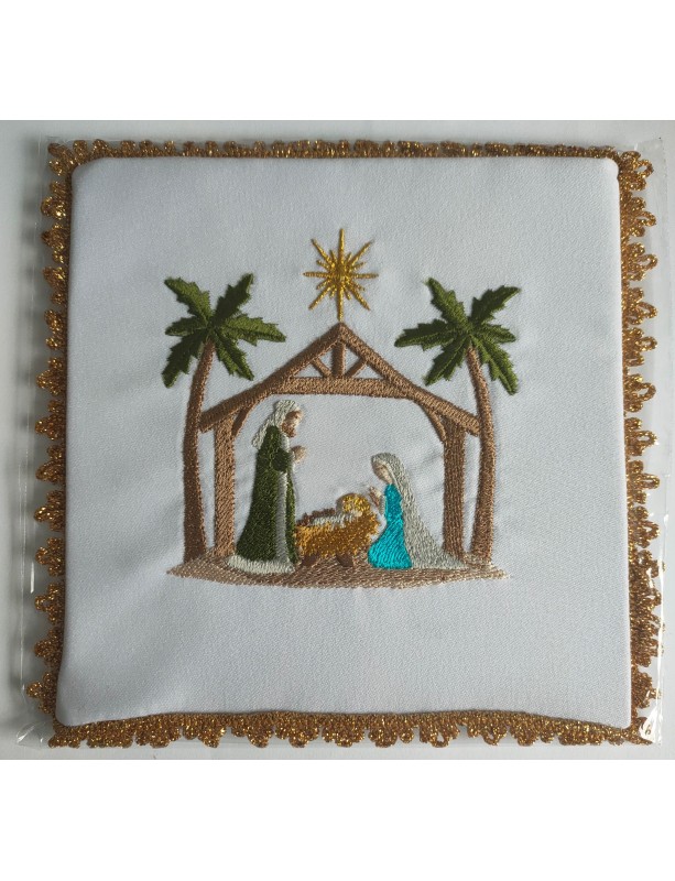 Palla da calice ricamata simbolo di Natale - Sacra Famiglia