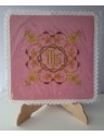 Pink IHS embroidered chalice pall (2