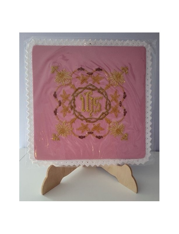 Pale brodé IHS rose (2