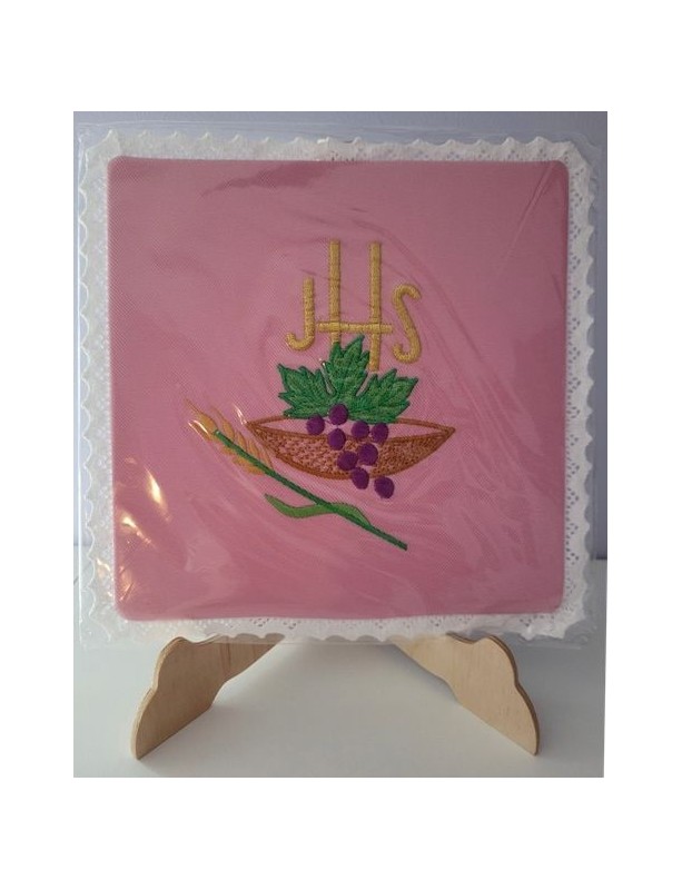 Pálio de cálice bordado IHS rosa