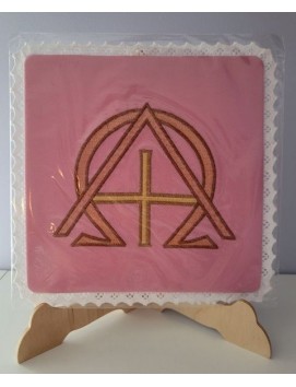 Alpha and Omega pink chalice pall (4)