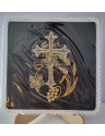 Chalice pall color black, embroidered cross