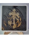 Chalice pall color black, embroidered cross