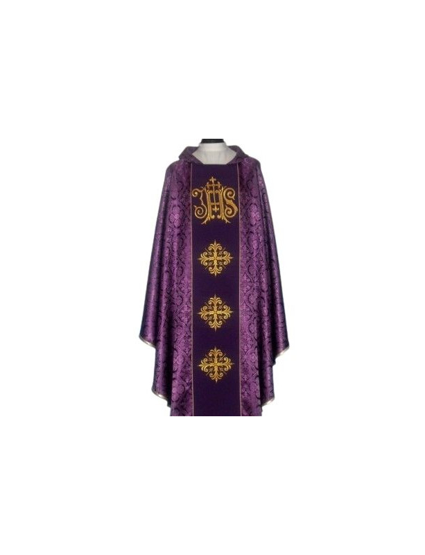 Damask Chasuble with Gold Embroidered Motifs