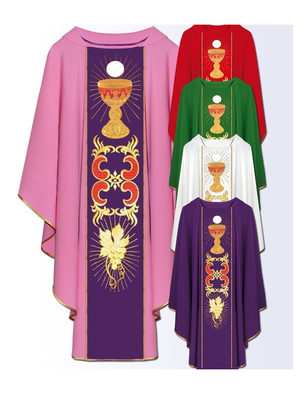 Chasuble with Eucharistic Chalice and Holy Spirit Embroidery
