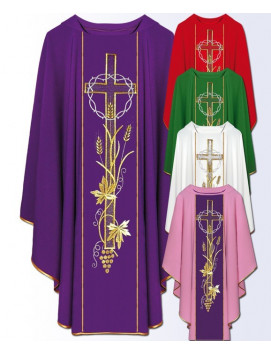 Chasuble with Crown of Thorns Cross and Wheat Design
