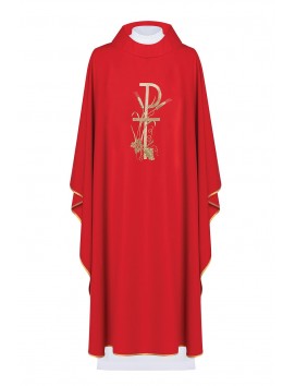 Embroidered chasuble with decorative embroidery - red (H9)