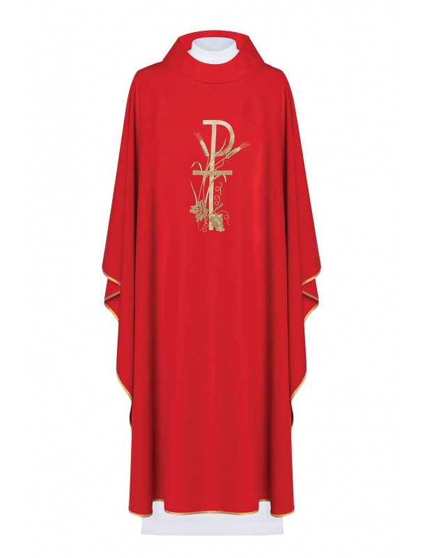 Casulla bordada con bordado decorativo - roja (H9)