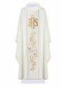 Embroidered chasuble with IHS symbol - ecru (H10)