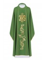 Embroidered chasuble with IHS symbol - green (H10)