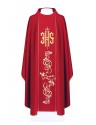Embroidered chasuble with IHS symbol - red (H10)