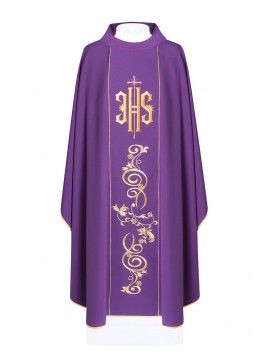 Casulă brodată cu simbolul IHS - violet