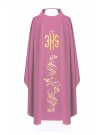 Embroidered chasuble with IHS symbol - pink (H10)