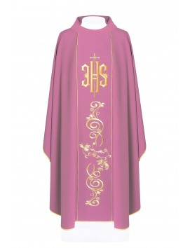 Casulla bordada con el símbolo IHS - rosa (H10)