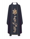Embroidered chasuble with IHS symbol - black (H10)